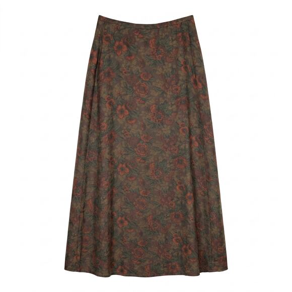 Lauren Ralph Lauren Dresses & Skirts - Lauren Ralph Lauren 100% Silk Floral Maxi Skirt Size 6 Brown Orange Vintage